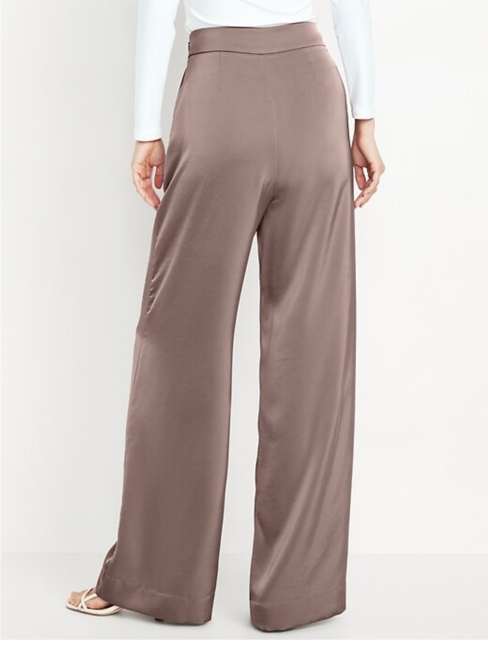 NWOT Old Navy Wide-Leg High Rise Sateen Pants in Mauve Taupe